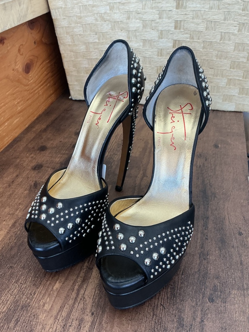 Walter Steiger Curve Gold Heel with Silver Studs